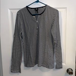 Long/short sleeve striped shirt